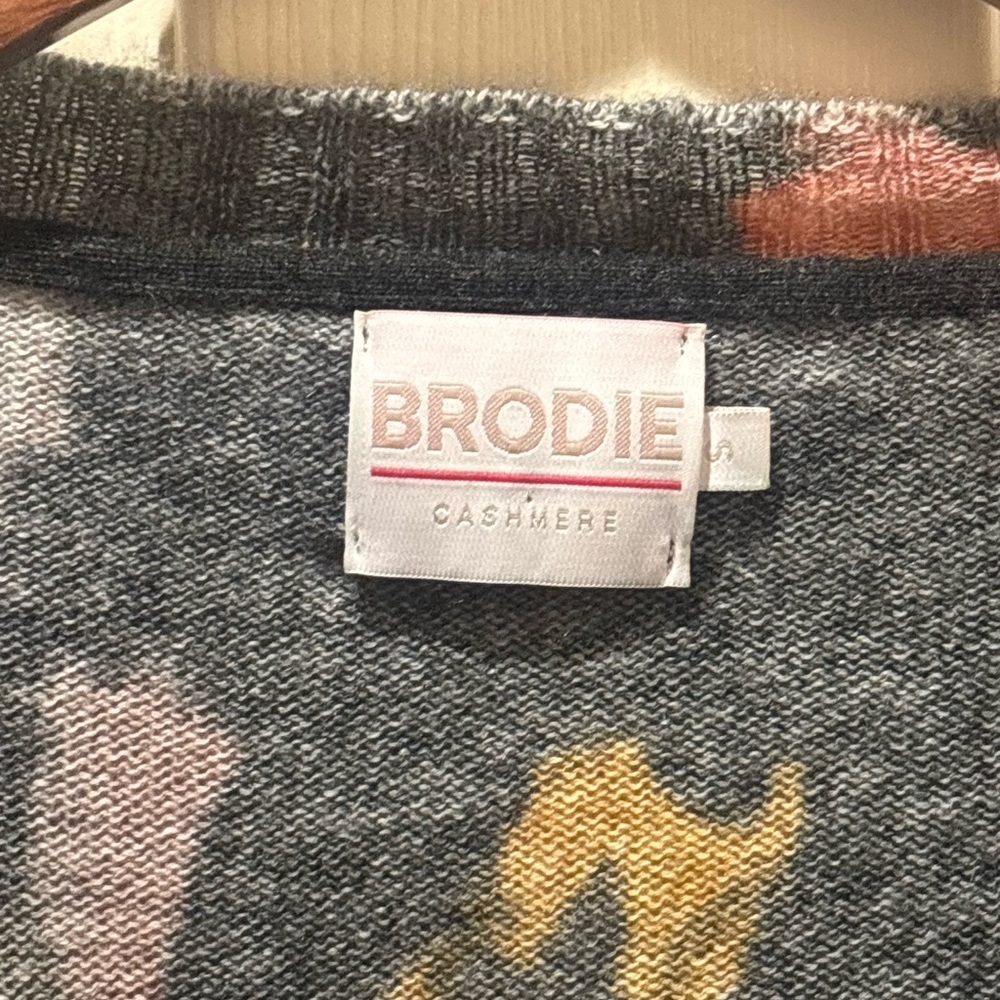Brodie 100% Cashmere Paint Splatter Cardigan Abstract Print spring light layer - Picture 6 of 8